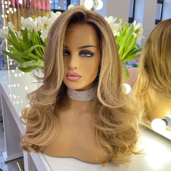Perruques Lace Front Wig blondes ondulées  ligne de cheveux Invisible HD, cheveux européens pour femmes – Image 6