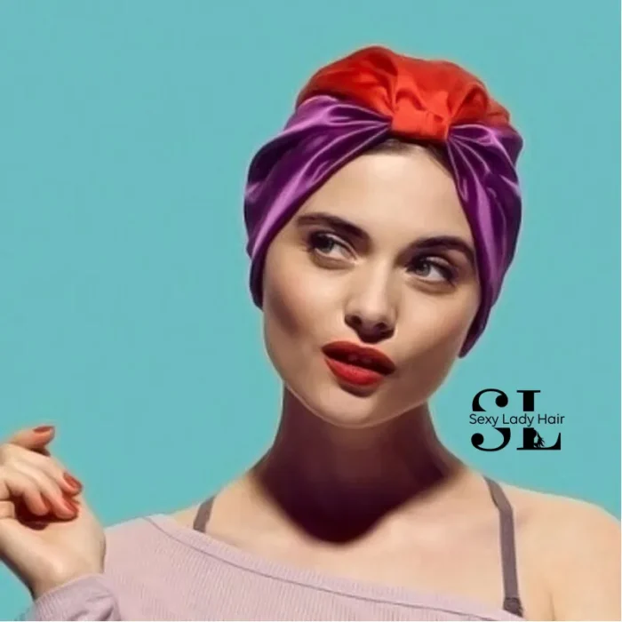 Turban en soie coloré noué, casquette de perte de cheveux, chapeau de sommeil de nuit, couvre-tête, Bonnet Hijab, enveloppes de cheveux en Satin – Image 6