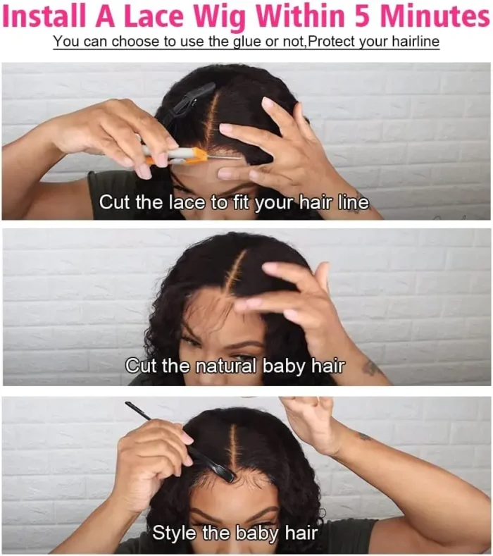 HD Lace Frontal Bob Wigs Pixie Curly Wig Human Hair Brazilian – Image 4