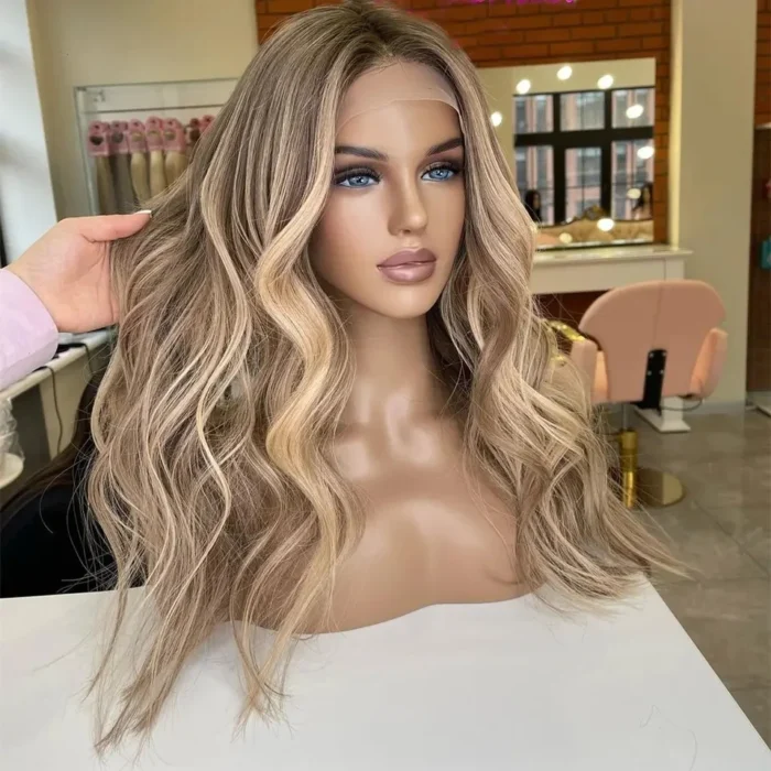 Perruques Lace Front Wig blondes ondulées  ligne de cheveux Invisible HD, cheveux européens pour femmes – Image 3