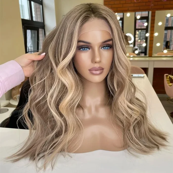 Perruques Lace Front Wig blondes ondulées  ligne de cheveux Invisible HD, cheveux européens pour femmes – Image 2
