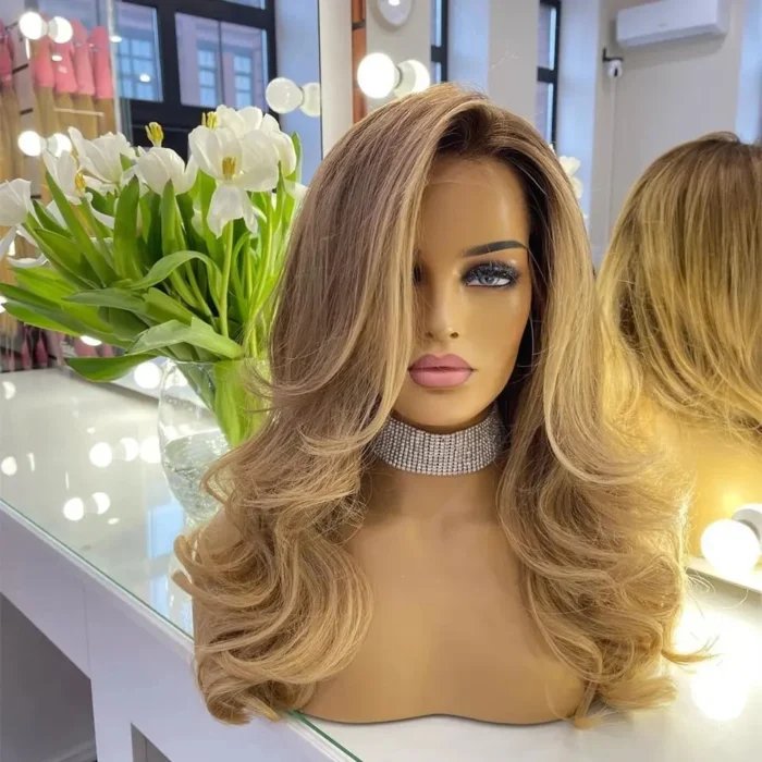 Perruques Lace Front Wig blondes ondulées  ligne de cheveux Invisible HD, cheveux européens pour femmes