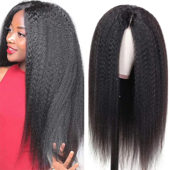 Perruque Lace Front Wig Yaki lisse et crépue, cheveux humains, sans colle, 13x4, 13x6, HD, Lace Frontal Light Yaki Lace Wig – Image 5