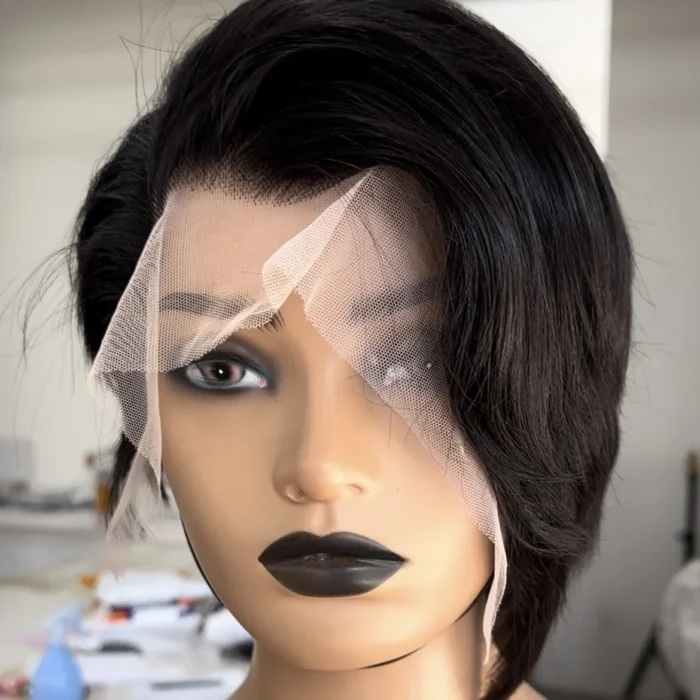 Pixie coupe courte cheveux humains lace frontale