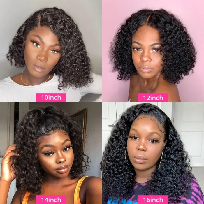 HD Lace Frontal Bob Wigs Pixie Curly Wig Human Hair Brazilian – Image 2