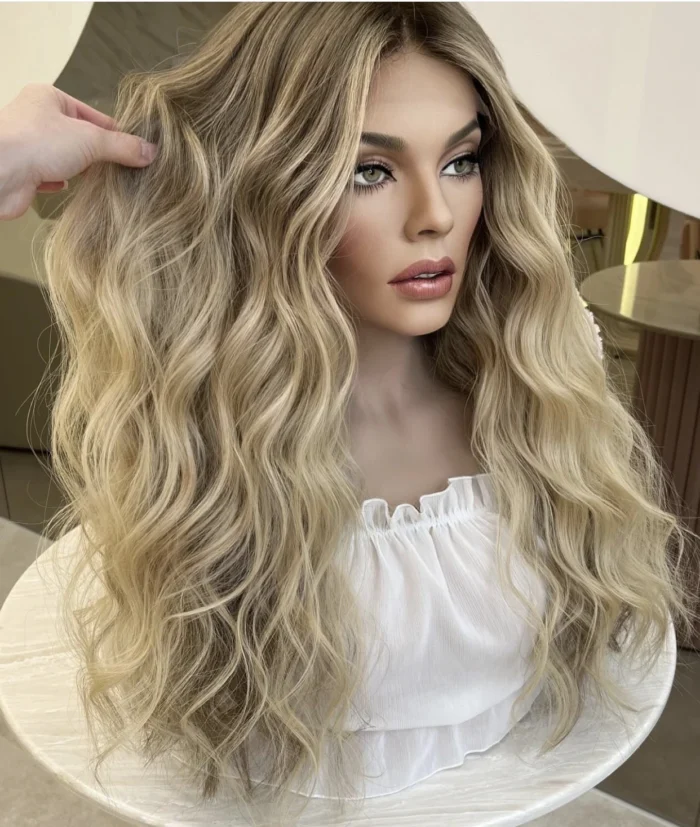 Blonde dentelle racine brun lace frontale