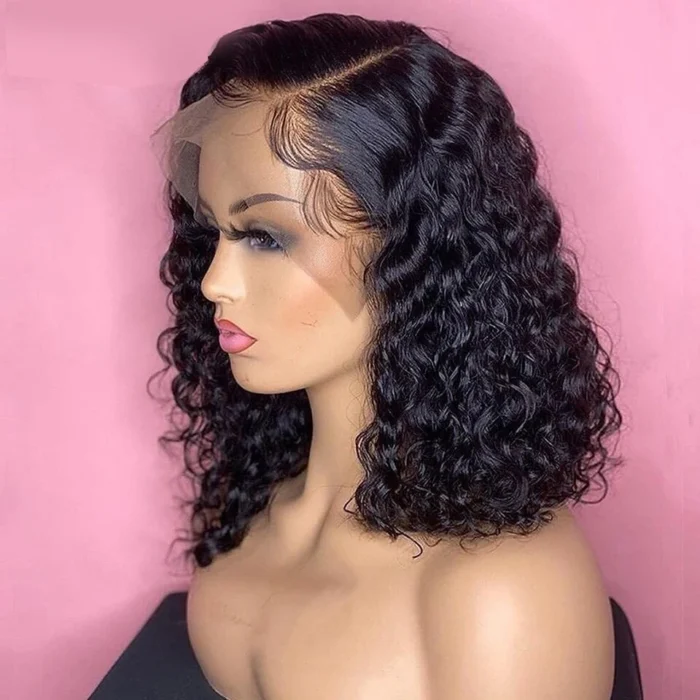 HD Lace Frontal Bob Wigs Pixie Curly Wig Human Hair Brazilian