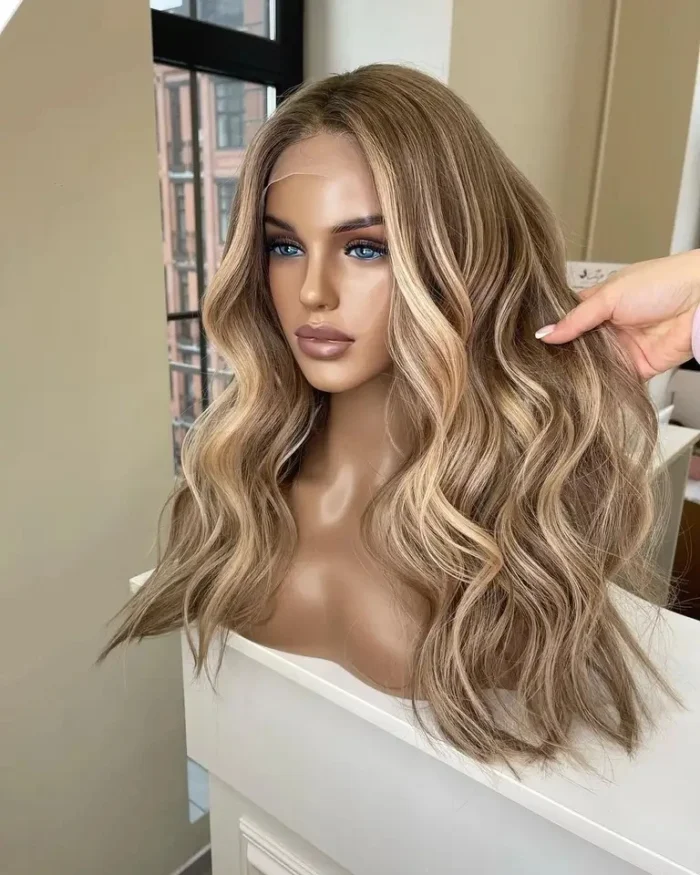 Perruques Lace Front Wig blondes ondulées  ligne de cheveux Invisible HD, cheveux européens pour femmes – Image 4